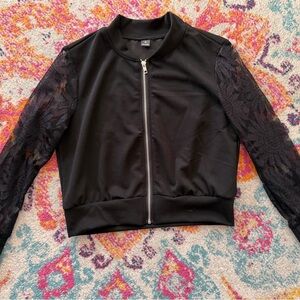 Black Lace Sleeve Women's Jacket